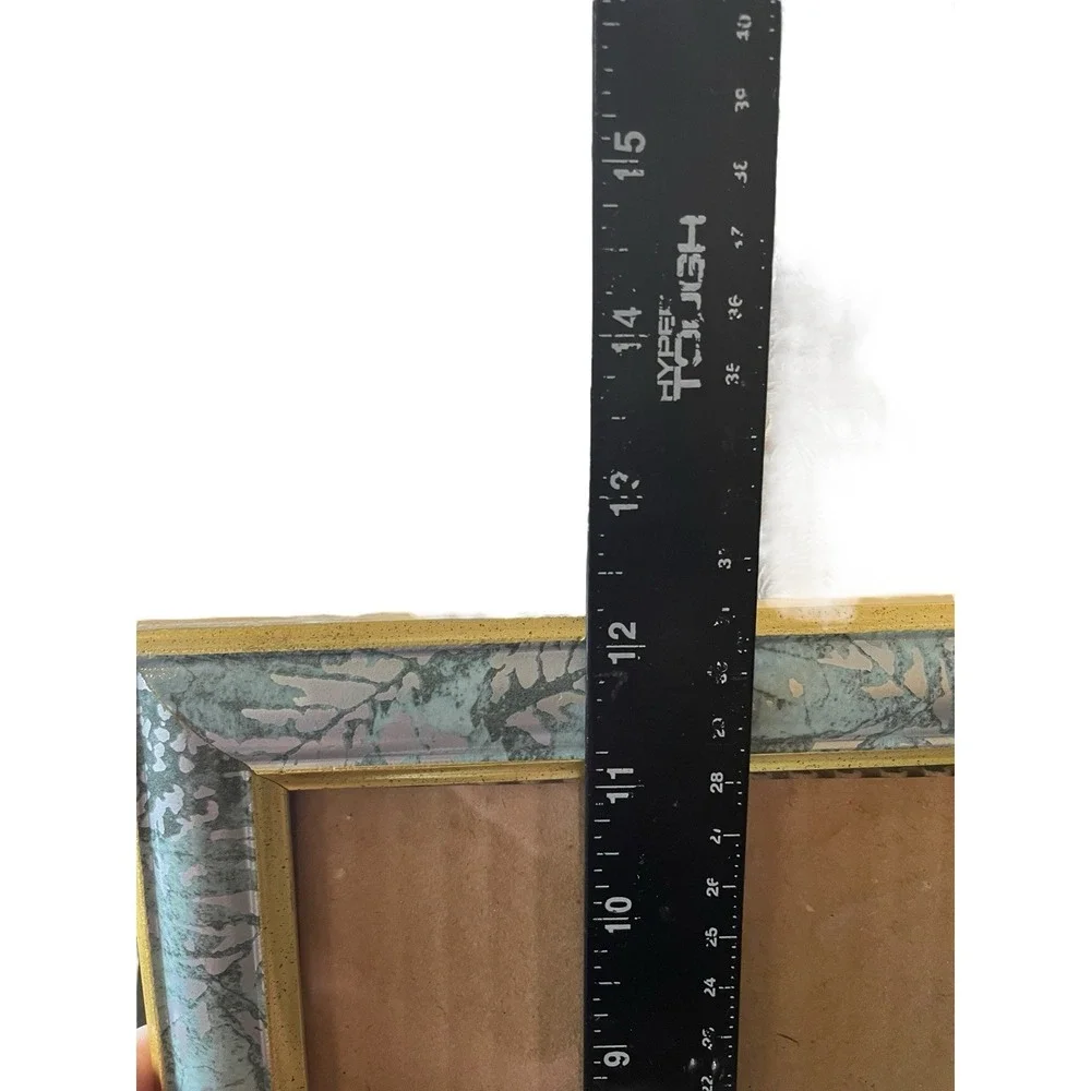 Vintage‎ Marbled Green Gold Picture Frames Set of 2 Glass Front